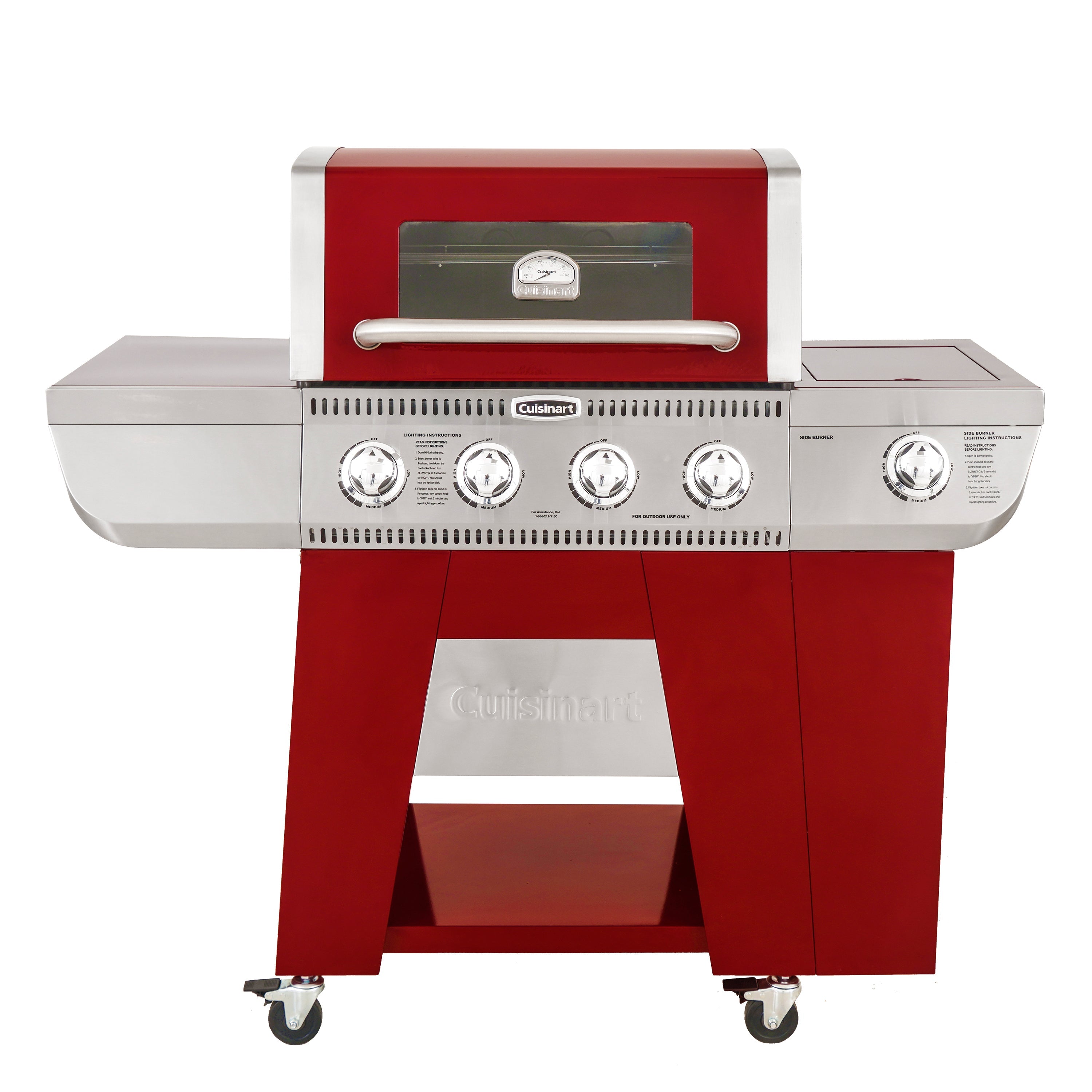 Cuisinart Red Four-Burner Propane Gas Grill with Side Burner - Inactive